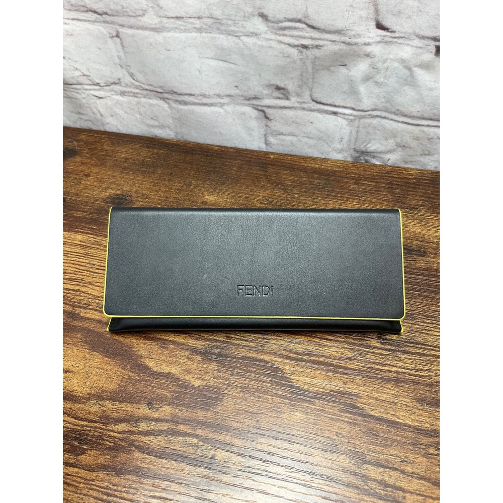 Fendi‎ Eyeglasses Case Black with Yellow Trim Designer Glasses Holder